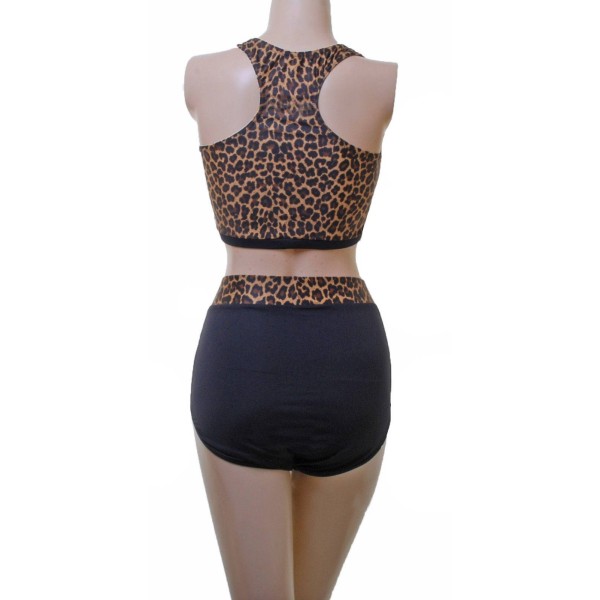 Leopard Gathered Bust Crop Top and Shorts
