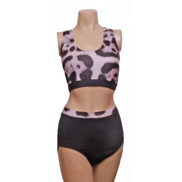 Large Print Clouded Leopard  Top and High Waist Nix 