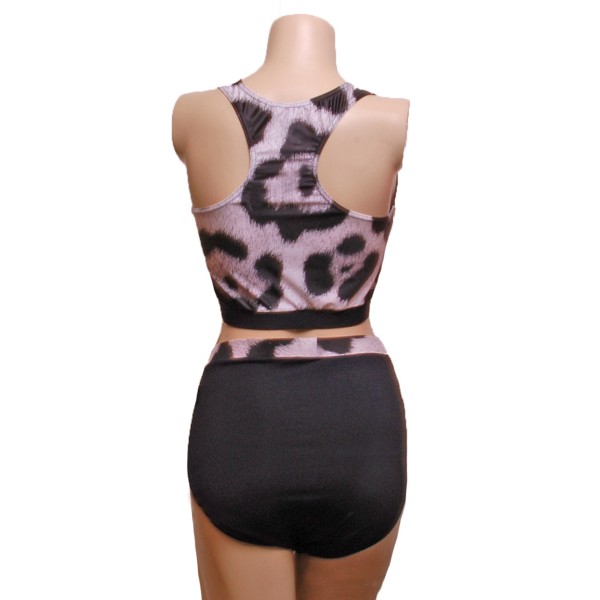 Large Print Clouded Leopard  Top and High Waist Nix 